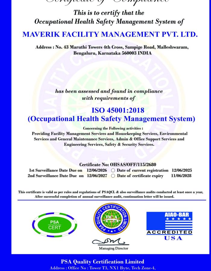 MFM ISO 45001 certificate